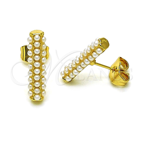 Arete Dormilona 02.379.0058 Oro Laminado, con Marfil Perla, Pulido, Tono Dorado