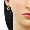 Arete Dormilona 02.379.0059 Oro Laminado, Diseño de Serpiente, con Marfil Perla, Pulido, Tono Dorado