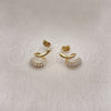 Arete Dormilona 02.379.0059 Oro Laminado, Diseño de Serpiente, con Marfil Perla, Pulido, Tono Dorado