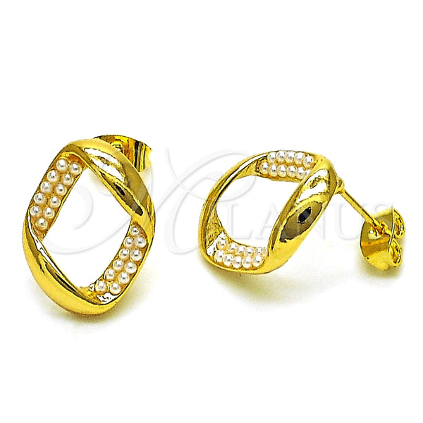 Arete Dormilona 02.379.0062 Oro Laminado, con Marfil Perla, Pulido, Tono Dorado