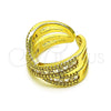Anillo Multi Piedra 01.341.0100 Oro Laminado, Diseño de Baguette, con Blanca Zirconia Cubica and Blanca Micro Pave, Pulido, Tono Dorado (One size fits all)