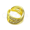 Anillo Multi Piedra 01.341.0100 Oro Laminado, Diseño de Baguette, con Blanca Zirconia Cubica and Blanca Micro Pave, Pulido, Tono Dorado (One size fits all)