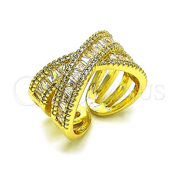 Anillo Multi Piedra 01.341.0100 Oro Laminado, Diseño de Baguette, con Blanca Zirconia Cubica and Blanca Micro Pave, Pulido, Tono Dorado (One size fits all)