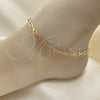 Tobillera Elegante 03.130.0011.3.10 Oro Laminado, Diseño de Paperclip y Baguette, con Rosado Zirconia Cubica, Pulido, Tono Dorado (04 MM Thickness, 10 Inches Length)