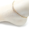 Tobillera Elegante 03.130.0013.10 Oro Laminado, Diseño de Puff Mariner y Baguette, con Blanca Zirconia Cubica, Pulido, Tono Dorado (05 MM Thickness, 10 Inches Length)