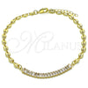 Tobillera Elegante 03.130.0013.10 Oro Laminado, Diseño de Puff Mariner y Baguette, con Blanca Zirconia Cubica, Pulido, Tono Dorado (05 MM Thickness, 10 Inches Length)