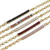 Tobillera Elegante 03.130.0013.2.10 Oro Laminado, Diseño de Puff Mariner y Baguette, con Granate Zirconia Cubica, Pulido, Tono Dorado (05 MM Thickness, 10 Inches Length)