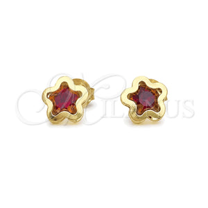 Arete Dormilona 02.02.0533.2 Oro Laminado, Diseño de Estrella, con Siam Zirconia Cubica, Pulido, Tono Dorado