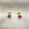 Arete Dormilona 02.02.0533.3 Oro Laminado, Diseño de Estrella, con Amatista Zirconia Cubica, Pulido, Tono Dorado