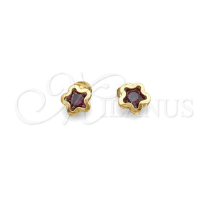 Arete Dormilona 02.02.0533.3 Oro Laminado, Diseño de Estrella, con Amatista Zirconia Cubica, Pulido, Tono Dorado