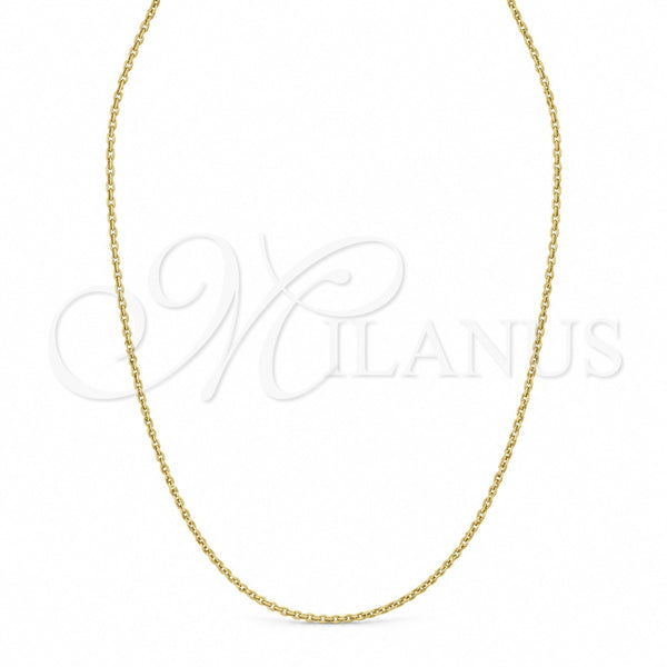 Gargantilla Basica 04.02.0020.16 Oro Laminado, Diseño de Rolo, Pulido, Tono Dorado (03 MM Thickness, 16 Inches Length)