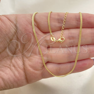 Gargantilla Basica 04.02.0022.18 Oro Laminado, Diseño de Cubana, Pulido, Tono Dorado (02 MM Thickness, 18 Inches Length)
