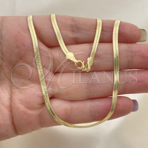 Gargantilla Basica 03.02.0083.18 Oro Laminado, Diseño de Herringbone, Pulido, Tono Dorado (03 MM Thickness, 18 Inches Length)