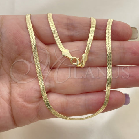 Gargantilla Basica 03.02.0083.18 Oro Laminado, Diseño de Herringbone, Pulido, Tono Dorado (03 MM Thickness, 18 Inches Length)