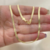 Gargantilla Basica 03.02.0083.18 Oro Laminado, Diseño de Herringbone, Pulido, Tono Dorado (03 MM Thickness, 18 Inches Length)