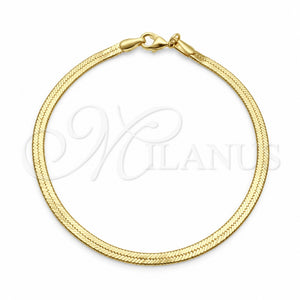 Pulsera Básica 03.02.0083.07 Oro Laminado, Diseño de Herringbone, Pulido, Tono Dorado (03 MM Thickness, 7 Inches Length)