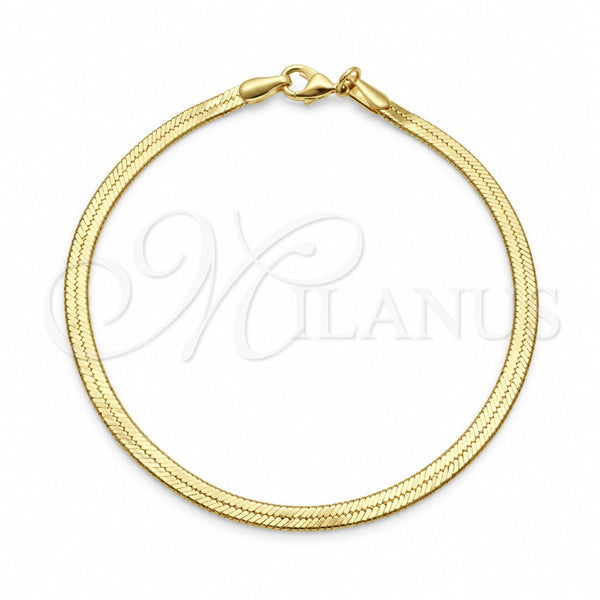 Pulsera Básica 03.02.0083.07 Oro Laminado, Diseño de Herringbone, Pulido, Tono Dorado (03 MM Thickness, 7 Inches Length)