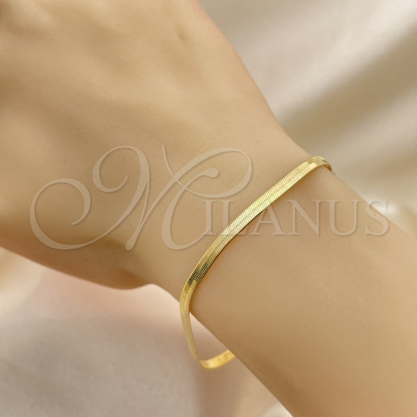 Pulsera Básica 03.02.0083.1.07 Oro Laminado, Diseño de Herringbone, Pulido, Tono Dorado (03 MM Thickness, 7 Inches Length)