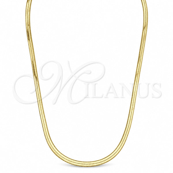 Gargantilla Basica 03.02.0083.1.18 Oro Laminado, Diseño de Herringbone, Pulido, Tono Dorado (03 MM Thickness, 18 Inches Length)