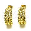 Argolla Pequeña 02.213.0516.20 Oro Laminado, Diseño de Rope, Pulido, Tono Dorado