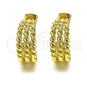 Argolla Pequeña 02.213.0516.20 Oro Laminado, Diseño de Rope, Pulido, Tono Dorado