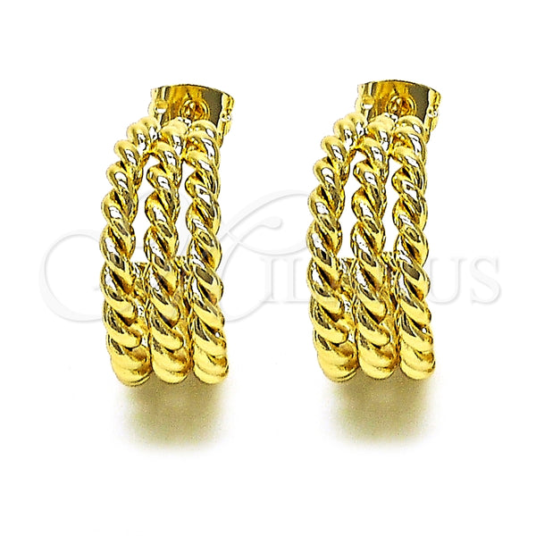 Argolla Pequeña 02.213.0516.20 Oro Laminado, Diseño de Rope, Pulido, Tono Dorado