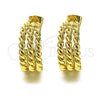 Argolla Pequeña 02.213.0516.20 Oro Laminado, Diseño de Rope, Pulido, Tono Dorado