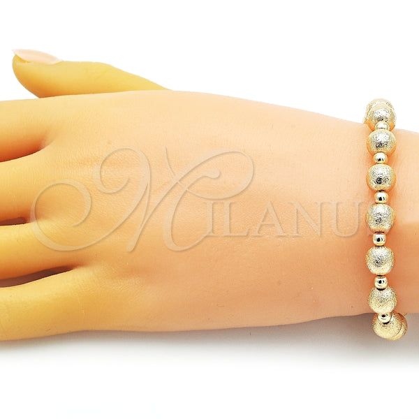 Pulsera Elegante 03.93.0019.08 Oro Laminado, Diseño de Bola, Mate, Tono Dorado (08 MM Thickness, 8 Inches Length)