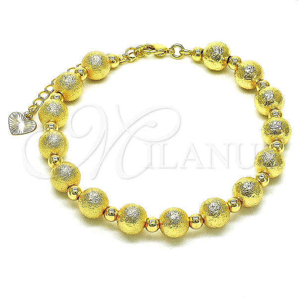 Pulsera Elegante 03.93.0019.08 Oro Laminado, Diseño de Bola, Mate, Tono Dorado (08 MM Thickness, 8 Inches Length)