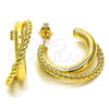 Argolla Pequeña 02.195.0176.25 Oro Laminado, Diseño de Rope, Pulido, Tono Dorado
