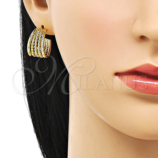 Argolla Pequeña 02.195.0178.20 Oro Laminado, Diseño de Rope y Torcido, Pulido, Tono Dorado