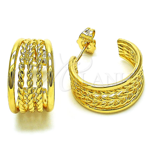 Argolla Pequeña 02.195.0178.20 Oro Laminado, Diseño de Rope y Torcido, Pulido, Tono Dorado