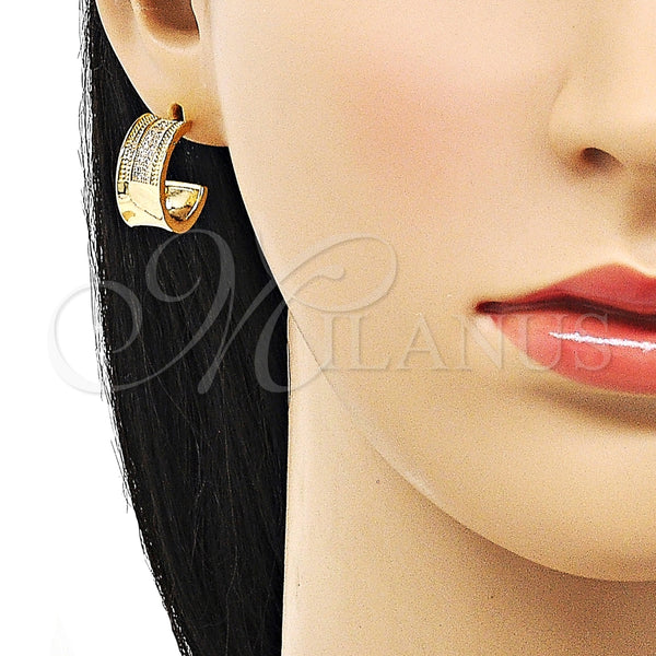 Argolla Pequeña 02.195.0180.20 Oro Laminado, con Blanca Micro Pave, Pulido, Tono Dorado