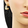 Argolla Pequeña 02.195.0180.20 Oro Laminado, con Blanca Micro Pave, Pulido, Tono Dorado