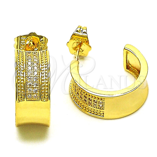Argolla Pequeña 02.195.0180.20 Oro Laminado, con Blanca Micro Pave, Pulido, Tono Dorado