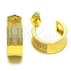 Argolla Pequeña 02.195.0180.20 Oro Laminado, con Blanca Micro Pave, Pulido, Tono Dorado