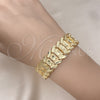 Pulsera Solida 03.100.0072.08 Oro Laminado, Diseño de Flor, Diamantado, Tono Dorado (17 MM Thickness, 8 Inches Length)