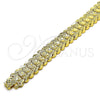 Pulsera Solida 03.100.0072.08 Oro Laminado, Diseño de Flor, Diamantado, Tono Dorado (17 MM Thickness, 8 Inches Length)