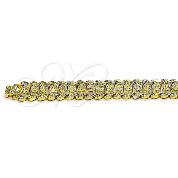 Pulsera Solida 03.100.0072.08 Oro Laminado, Diseño de Flor, Diamantado, Tono Dorado (17 MM Thickness, 8 Inches Length)