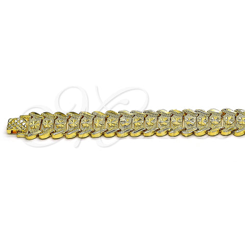 Pulsera Solida 03.100.0072.08 Oro Laminado, Diseño de Flor, Diamantado, Tono Dorado (17 MM Thickness, 8 Inches Length)