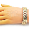 Pulsera Solida 03.100.0073.08 Oro Laminado, Diseño de Corazón, Diamantado, Tono Dorado (16 MM Thickness, 8 Inches Length)