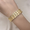 Pulsera Solida 03.100.0073.08 Oro Laminado, Diseño de Corazón, Diamantado, Tono Dorado (16 MM Thickness, 8 Inches Length)