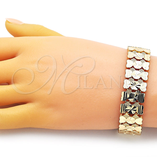 Pulsera Solida 03.100.0074.08 Oro Laminado, Diseño de Corazón, Pulido, Tono Dorado (16 MM Thickness, 8 Inches Length)
