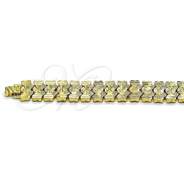 Pulsera Solida 03.100.0074.08 Oro Laminado, Diseño de Corazón, Pulido, Tono Dorado (16 MM Thickness, 8 Inches Length)