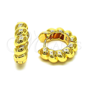 Argolla Huggie 02.195.0186.18 Oro Laminado, Diseño de Rope y Torcido, Pulido, Tono Dorado