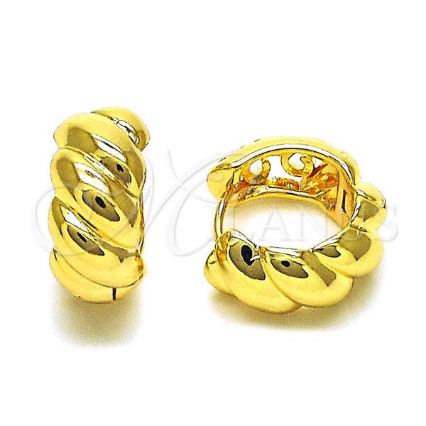 Argolla Huggie 02.195.0187.16 Oro Laminado, Diseño de Ãrbol, Pulido, Tono Dorado