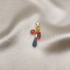 Dije Religioso 05.63.1166 Oro Laminado, Diseño de Mano de Figa y Ojo Griego, Resinado Rojo, Tono Dorado