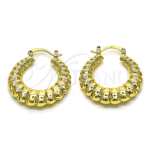 Argolla Mediana 02.163.0194.30 Oro Laminado, Diseño de Hueco, Diamantado, Tono Dorado