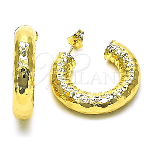 Argolla Mediana 02.163.0195.30 Oro Laminado, Diseño de Hueco, Diamantado, Tono Dorado