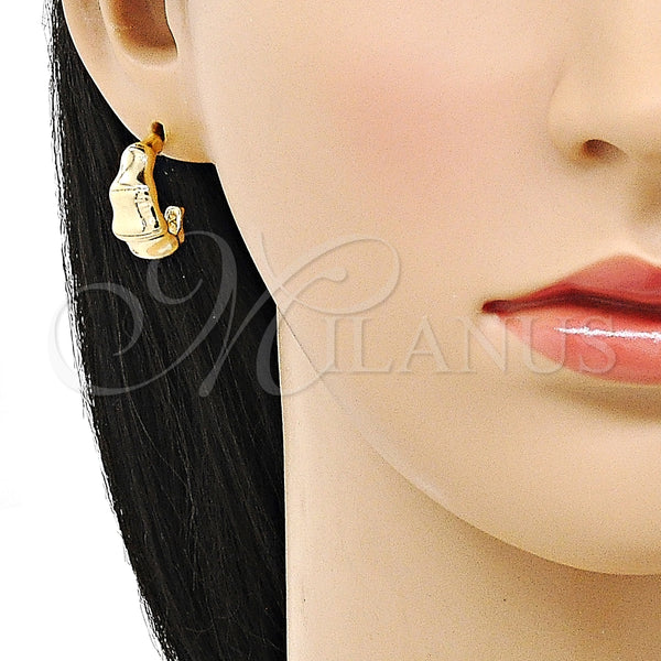 Argolla Pequeña 02.163.0203.20 Oro Laminado, Diseño de Bambu, Pulido, Tono Dorado